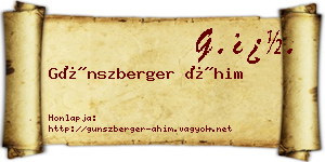 Günszberger Áhim névjegykártya